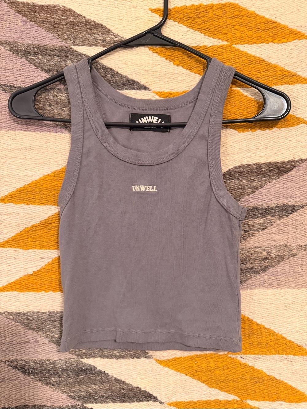 UNWELL Women's Slate Gray Ribbed Tank Top - Cropped Scoop Neck